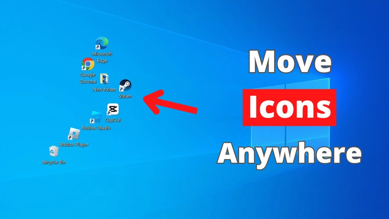 Как переместить значки рабочего стола в любое место в Windows 10