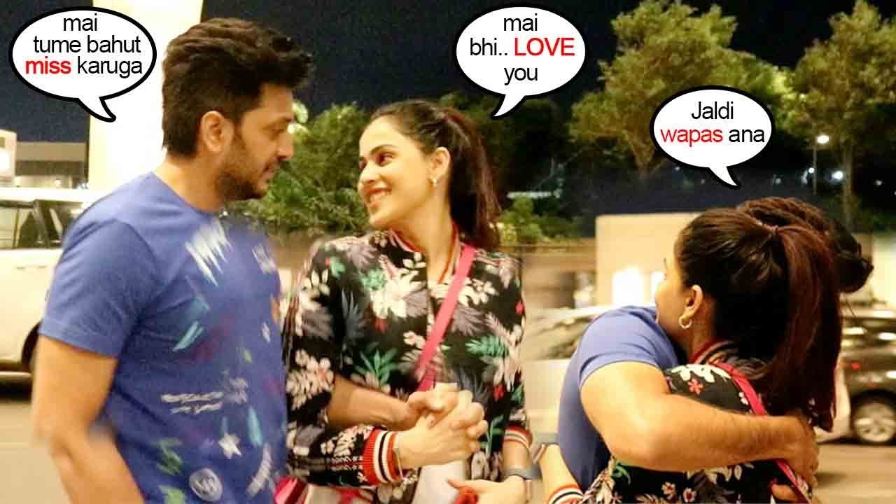 Riteish Deshmukh Shows So Much LOVE-N-Attachment 4 Genelia D'Souza Not Wanting tolet her Go @Airport