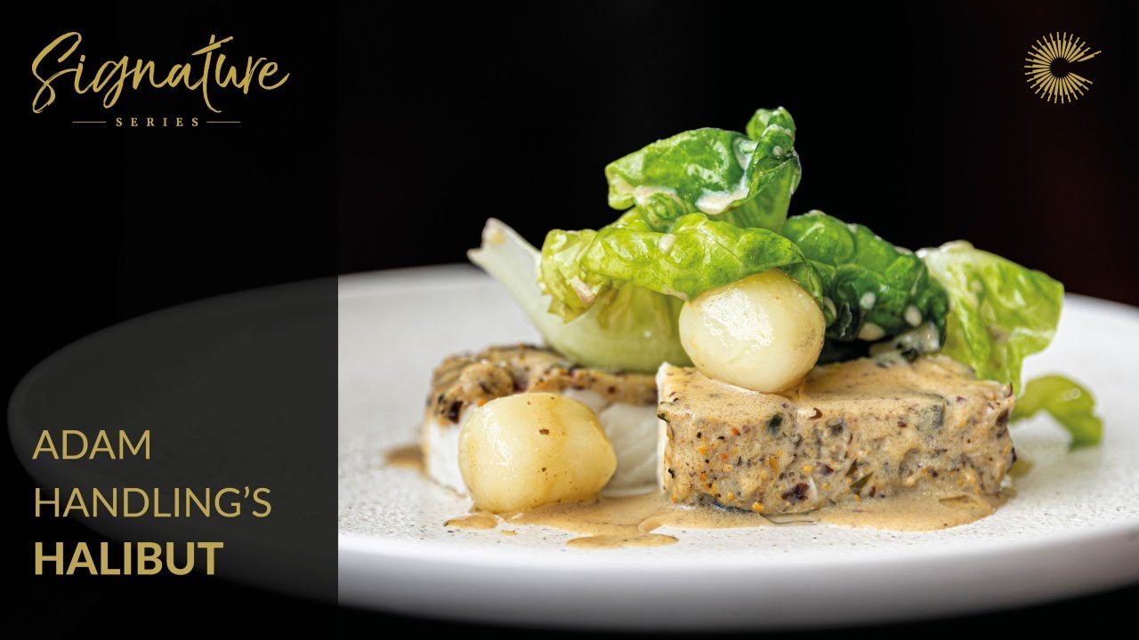 Adam Handling's Halibut with Mussels, Potatoes and Lettuce