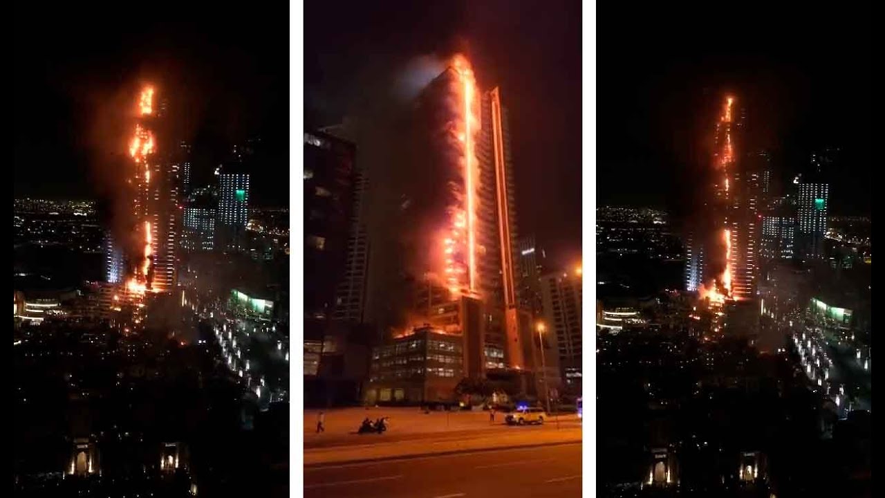 V&Iacute;DEO: Grande inc&ecirc;ndio atinge pr&eacute;dio de 35 andares em Dubai