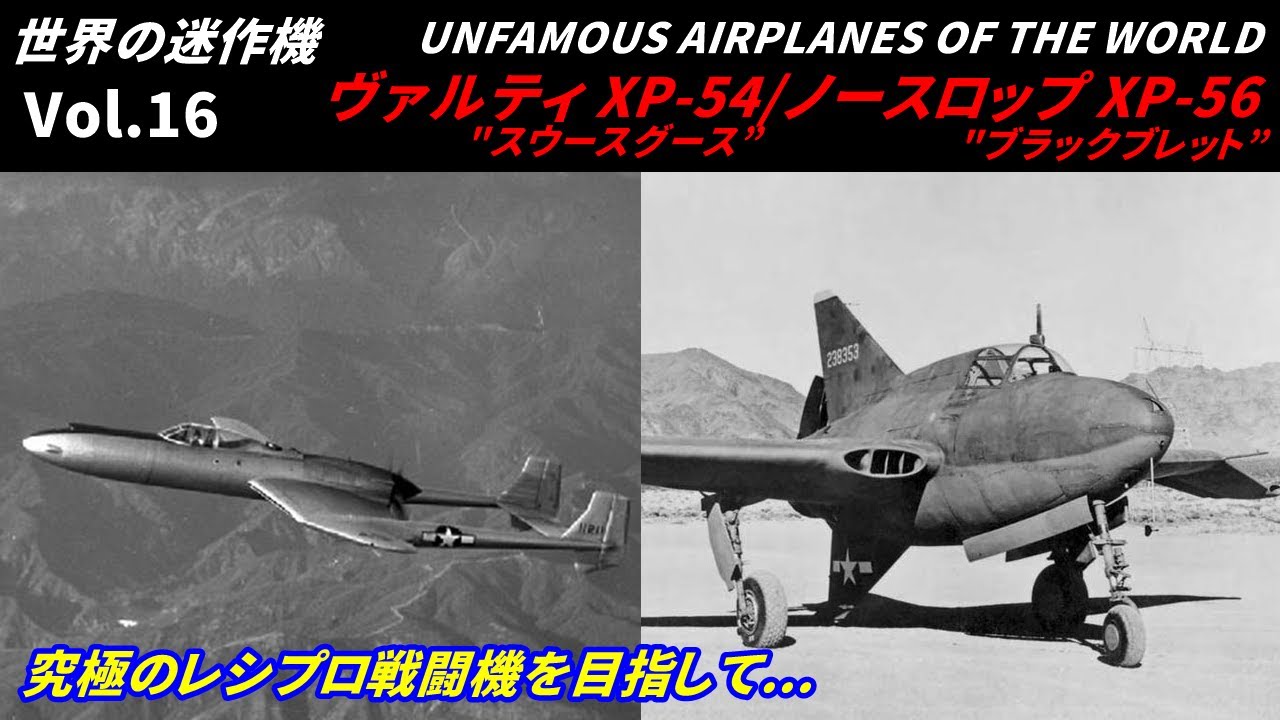 【解説】ヴァルティXP-54"スウースグース ノースロップXP-56"ブラックブレット"究極のレシプロ戦闘機【世界の迷作機】【航空機 戦闘機】