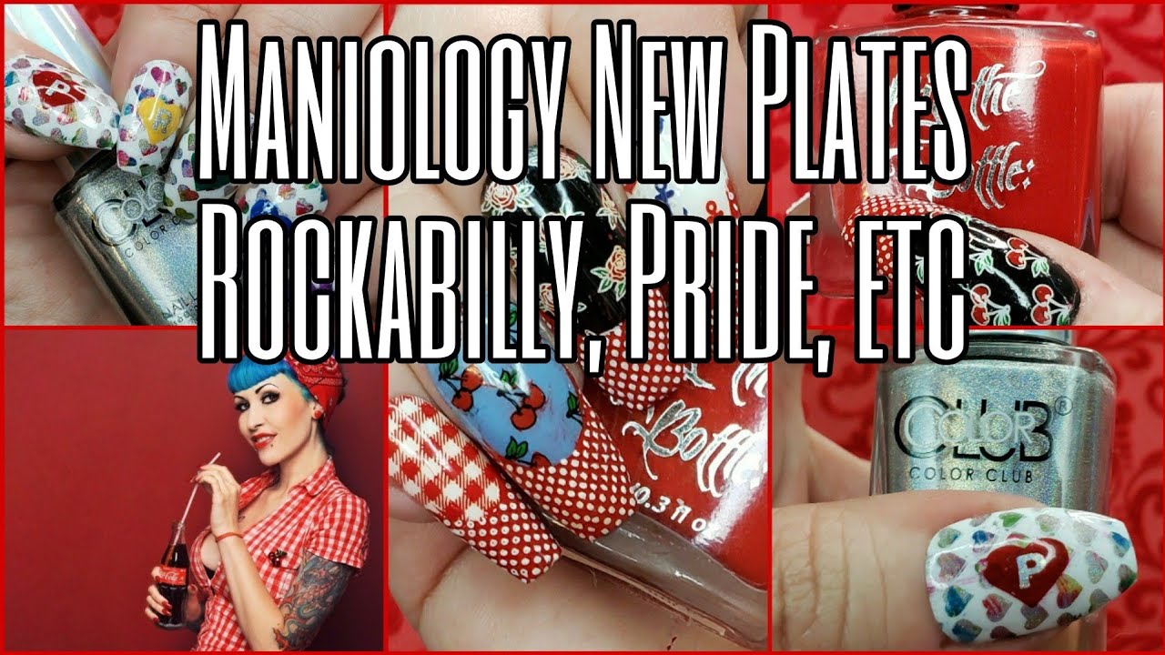Maniology New Nail Art Stamping Plates Review Rockabilly Manicure Cherries Roses Palm Trees Pride
