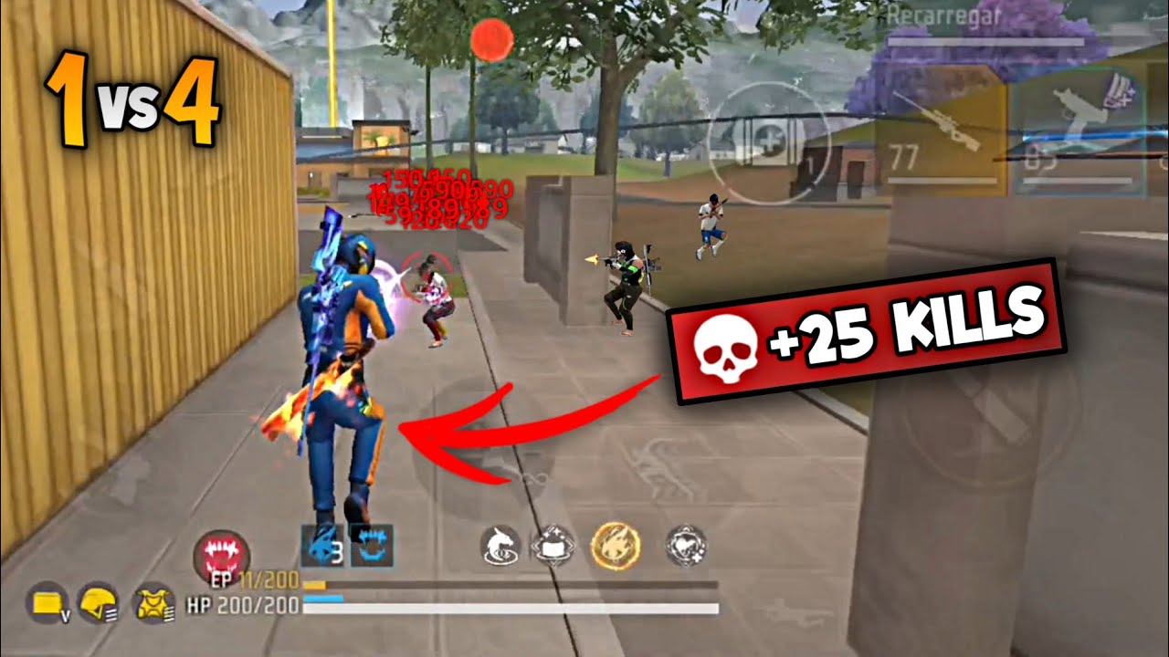 I MADE MORE THAN 25 KILLS IN SOLO VS SQUAD AND CLEARED THE MAP!! FREE FIRE RANKED SOLO VS SQUAD!!