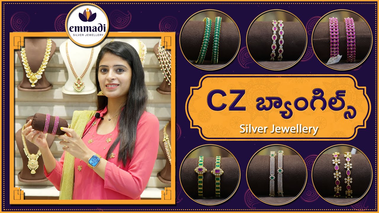 CZ Bangles Collection | Silver Jewellery | Emmadi Silver Jewellery Dilsukhnagar
