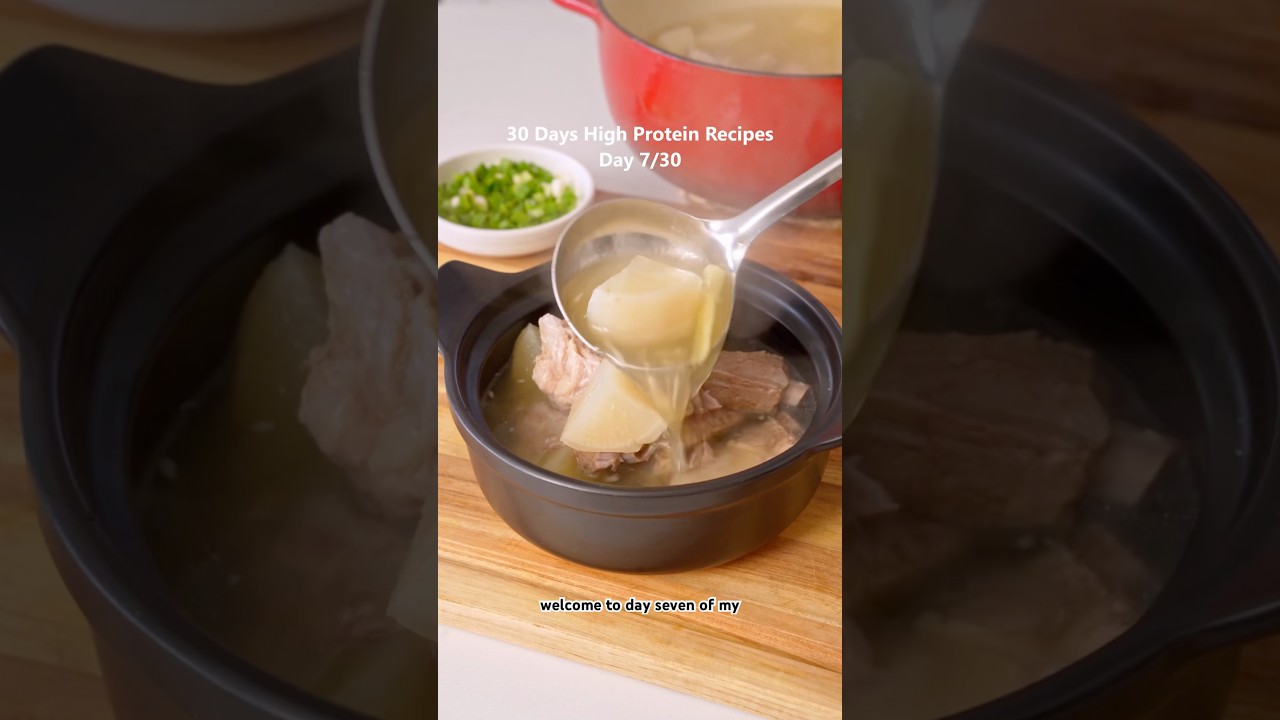 Day 7/30 of High Protein Recipes: TAIWANESE PORK AND DAIKON SOUP - packed with protein and collagen.