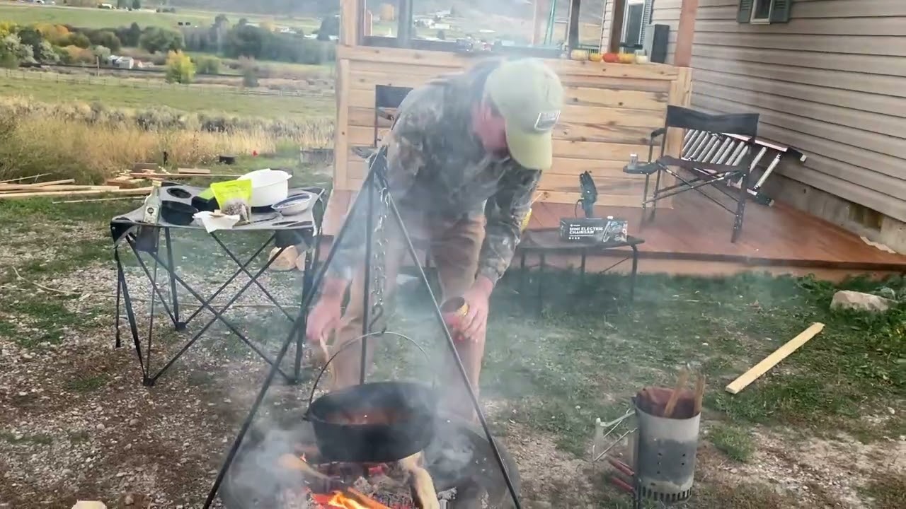 Dutch Oven Halloween Witches Brew over campfire