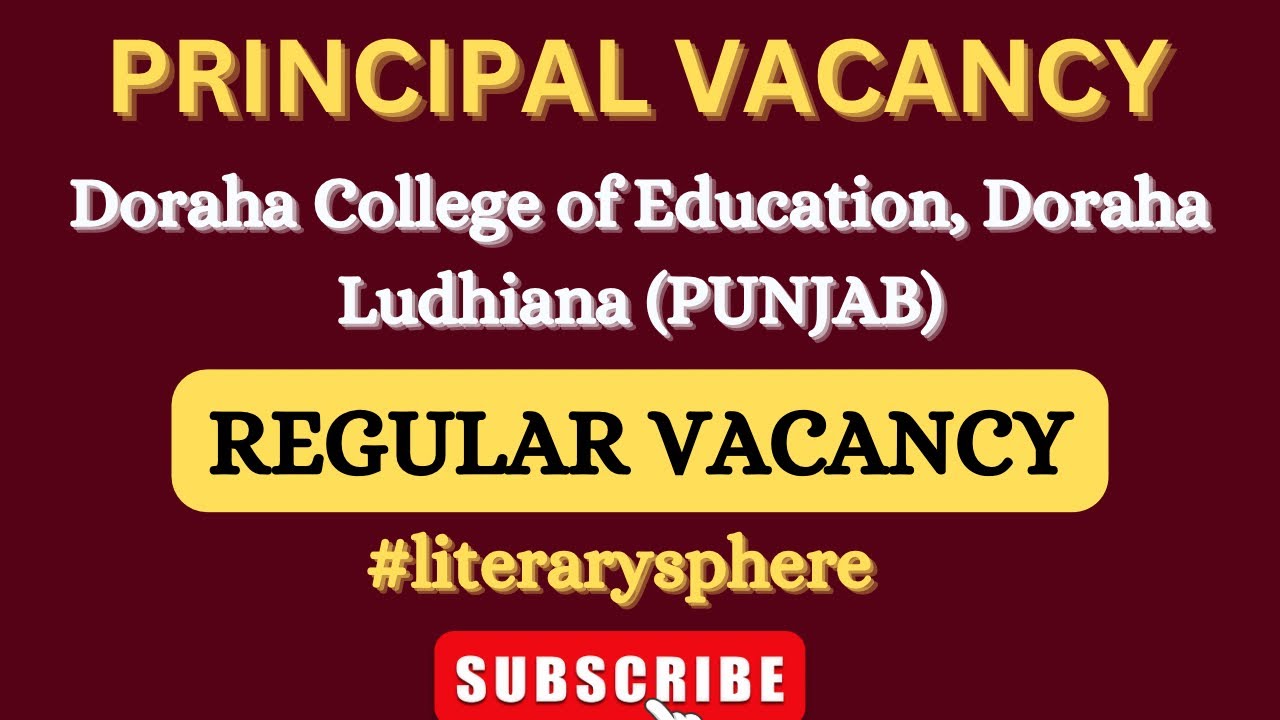 Job opportunity: permanent post of principal