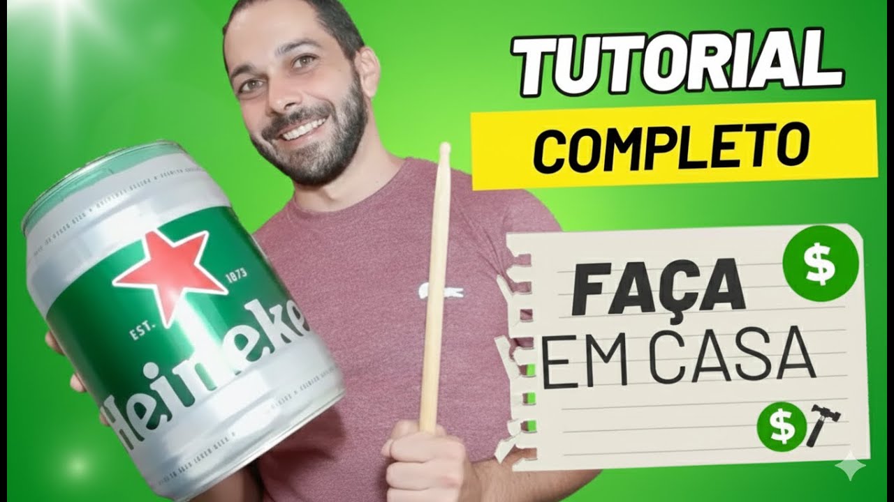 Tambor com barril  de Heineken  como fazer com ferramentas simples  Vídeo completo passo a passo!