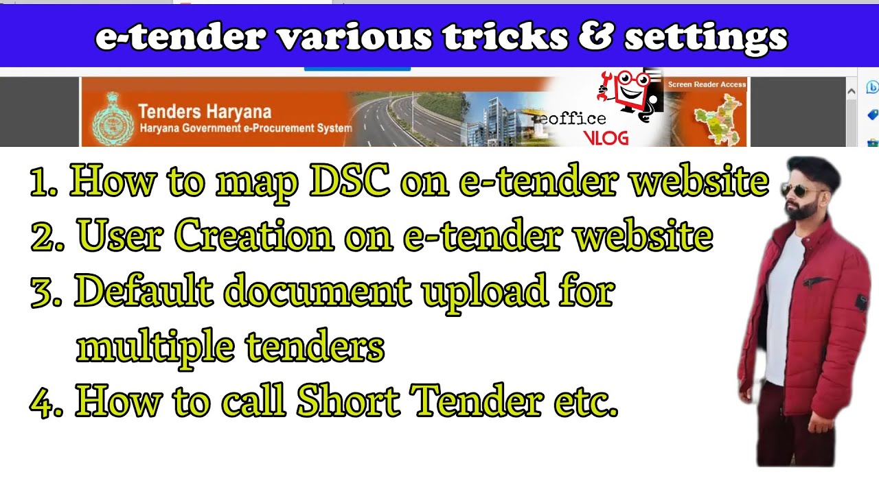 E - Tender DSC Mapping, User Creation, Default Documents Upload & Short Tender