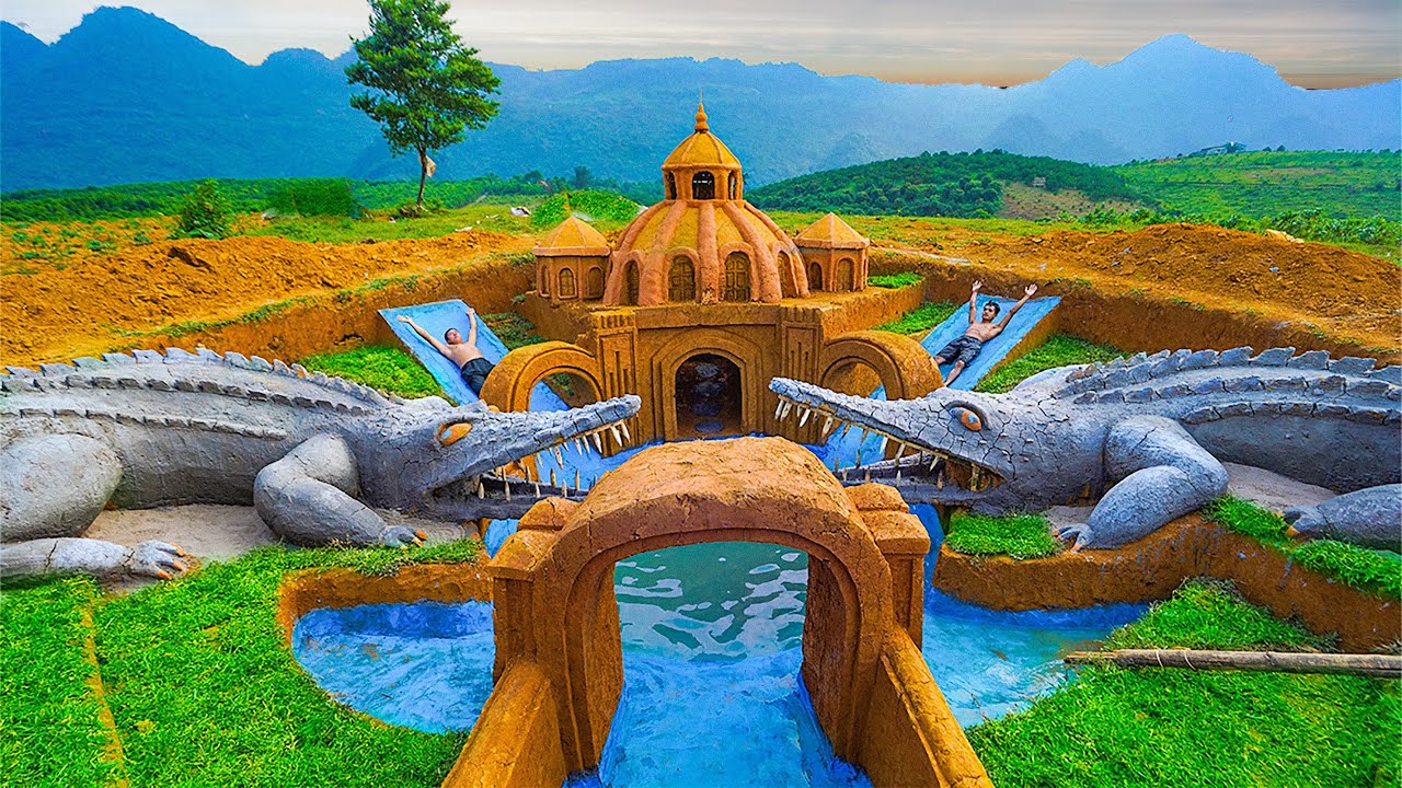 Full Video: 365Days Build Swiming Pool Crocodile Around The Secret Underground House