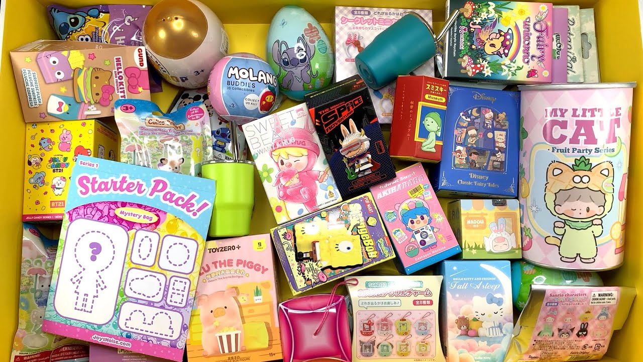 47 minutes of mystery surprise blind boxes Starter Pack, Pop Mart ASMR Unboxing Sounds