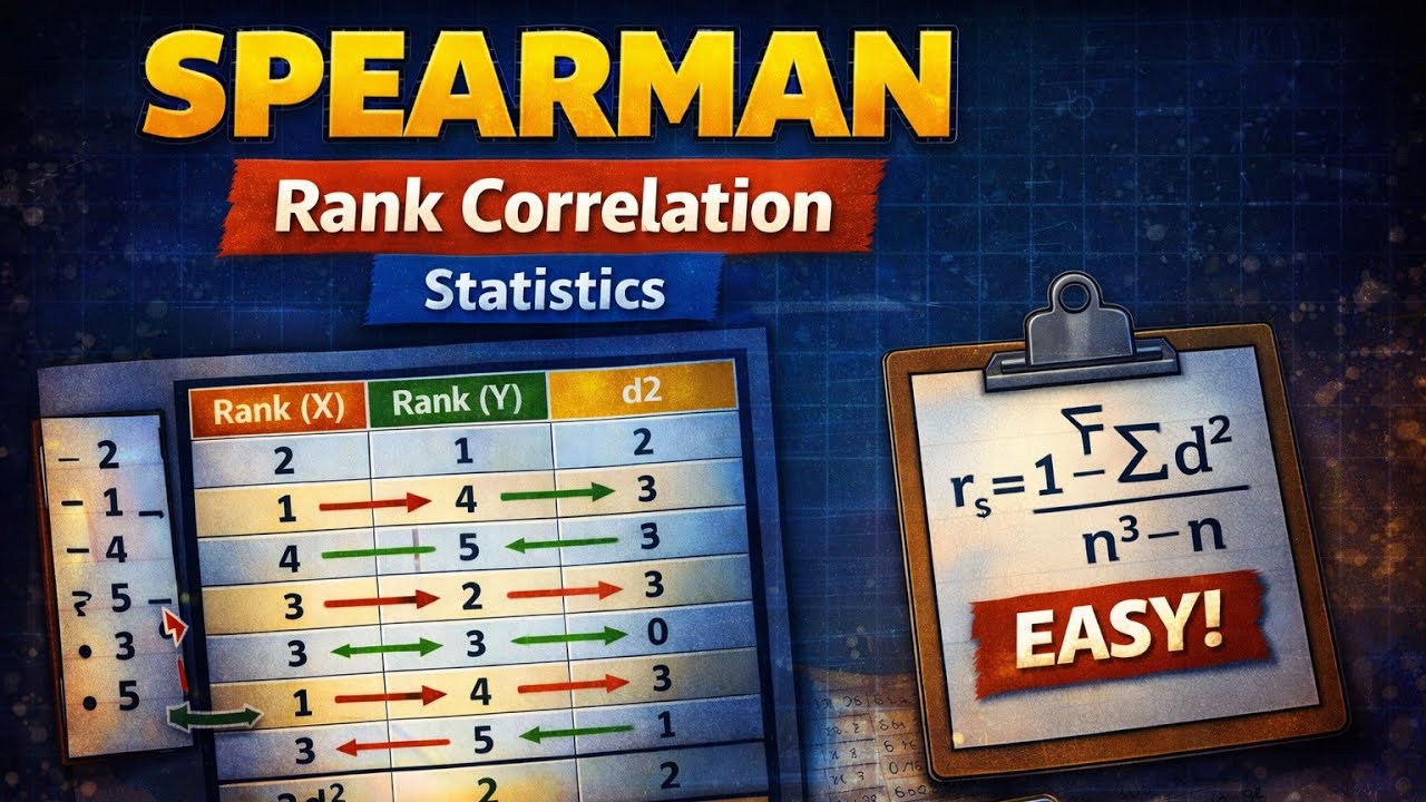 Spearman Rank Correlation Coefficient | Rank Difference Method | Easy Explanation with Formula