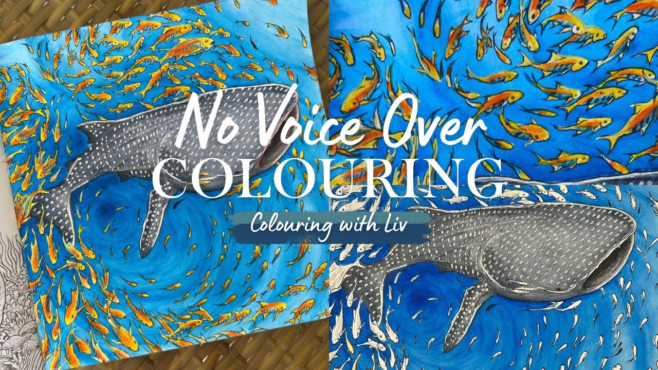 Relaxing Colouring | Whale Shark in Kerby Rosanes “Fragile World” | Watercolour & oil pastels 