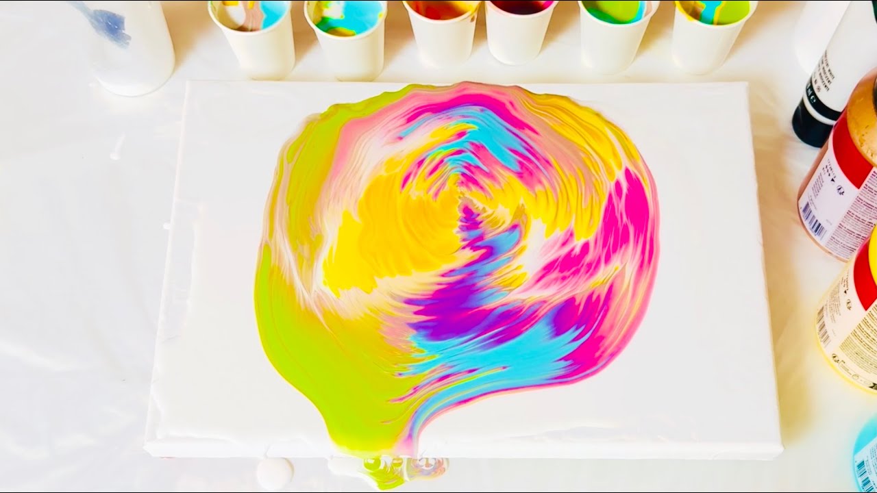 Fluid Art Acrylic Pouring Technique | Gorgeous Multiple Kiss Acrylic Pouring Art | Abstract Art