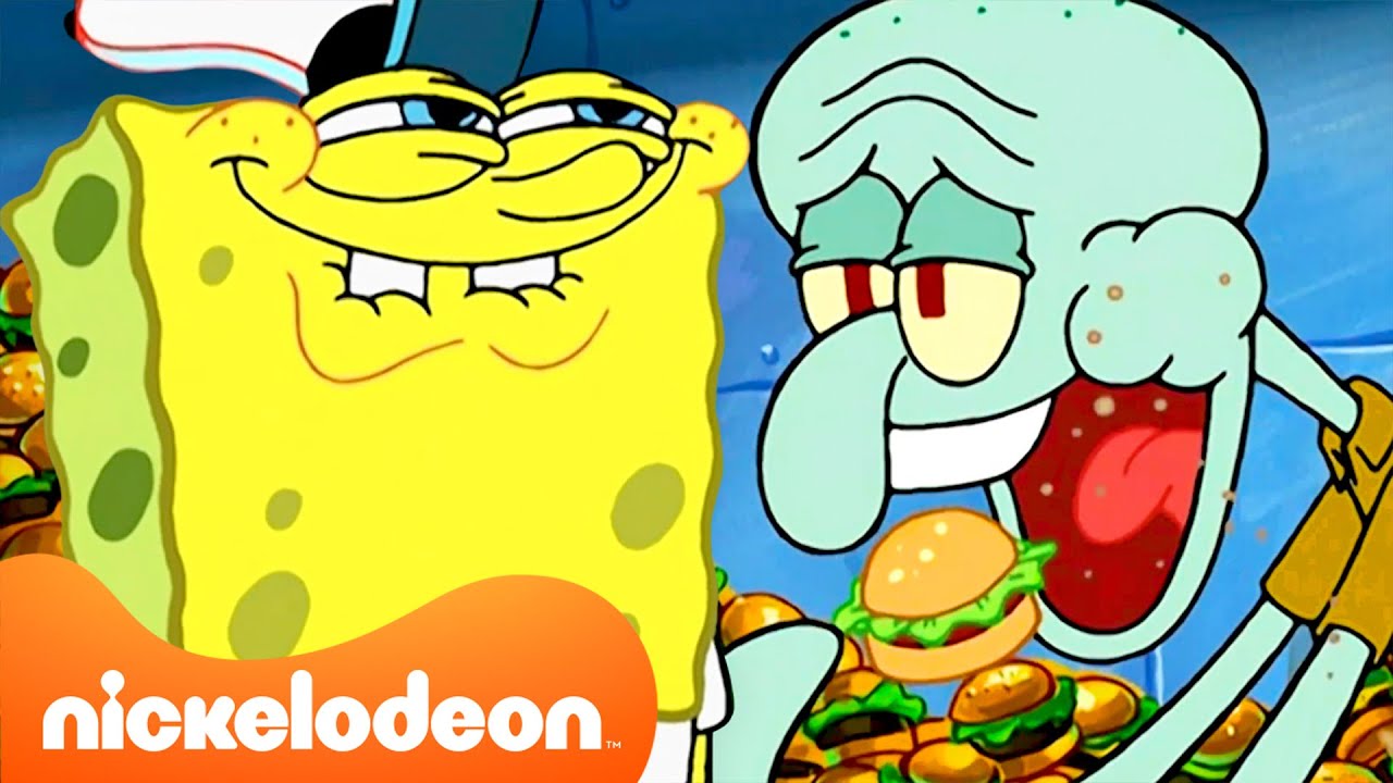 SpongeBob | Momen paling lezat SpongeBob! 🍔 | Kompilasi makanan 1 jam | Nickelodeon Bahasa