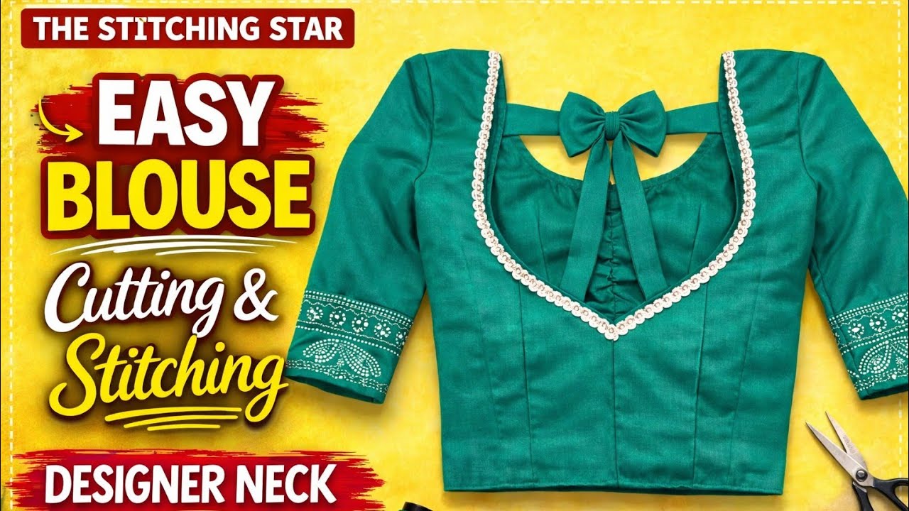 4 Tucks blouse cutting ✂️ ll Simple four Tucks blouse cutting ll the stitching Star ✨