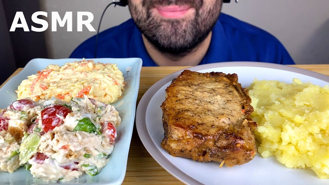 АСМР ДОМАШНЯЯ ЕДА | КАРТОШКА, СТЕЙК, САЛАТ ЦЕЗАРЬ, САЛАТ С МОРКОВЬЮ И СЫРОМ МУКБАНГ
