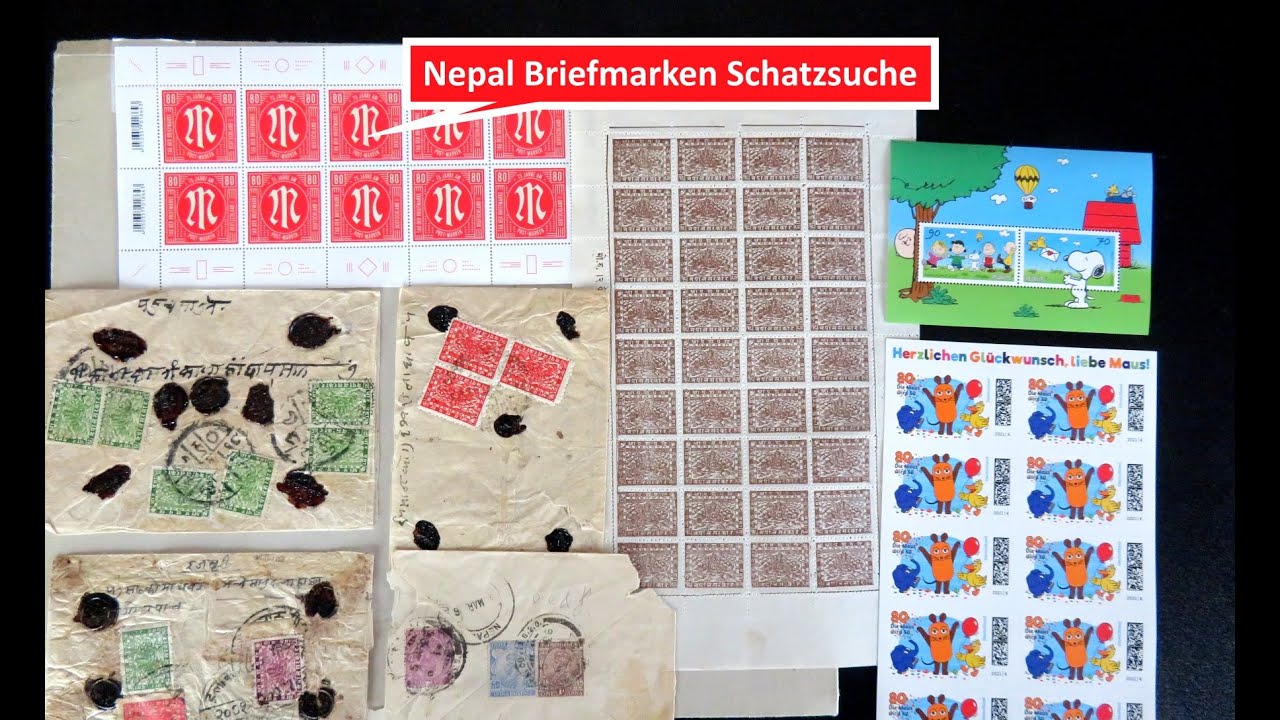 Nepal Briefmarken wertvoll? Schatzsuche in einem Album Briefmarken und Briefe Nepal