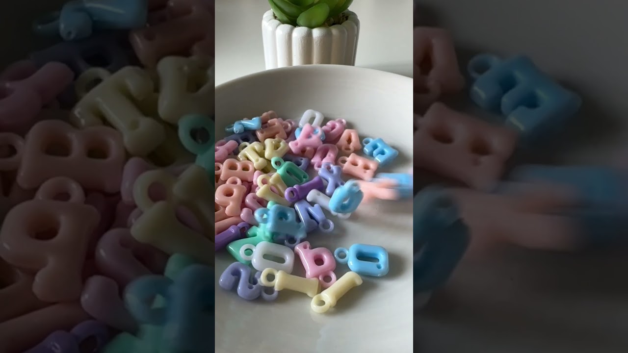 Pastel ABC beads Letter alphabet Charm Bead  for Diy beading Jewelry.