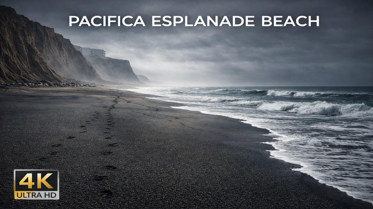 Relaxing beach walk at Pacifica Esplanade Beach | 4K Real ocean sounds