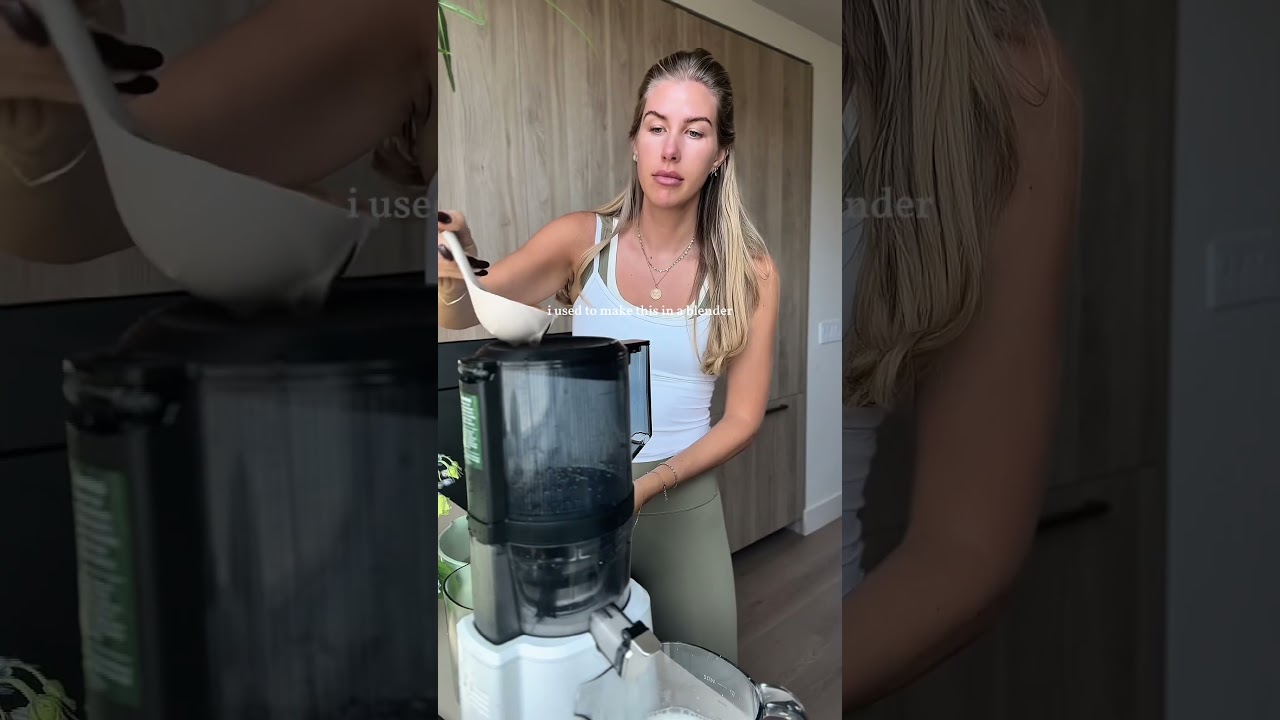 how to make almond milk in a juicer 🤎 it&rsquo;s seriously so creamy + delish