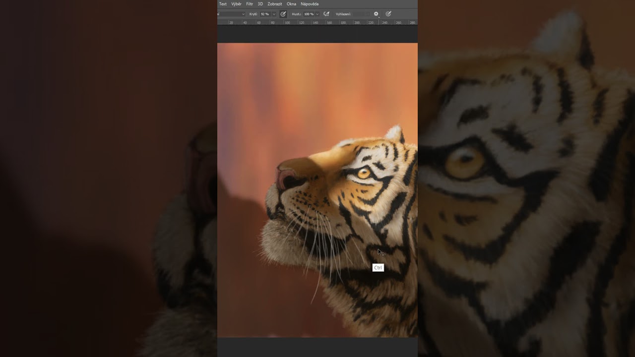 Drawing a Tiger on Wacom Cintiq Tablet +Adobe Photoshop #painting #digitalart #sketching #drawing
