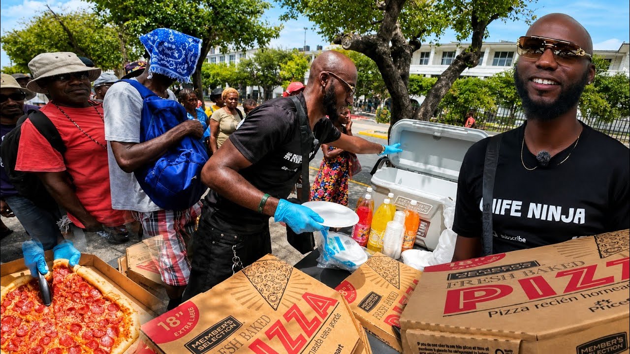 Feeding the homeless community with Pizza and Soda
