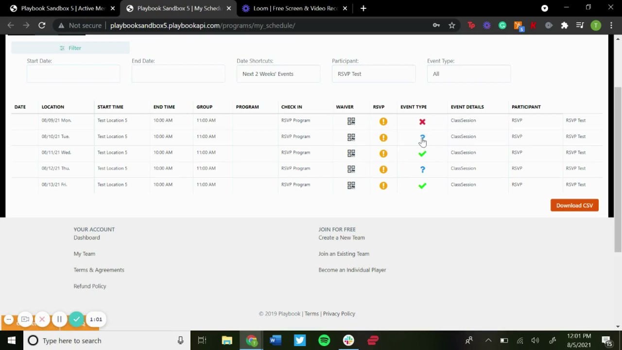 RSVP Feature as a User