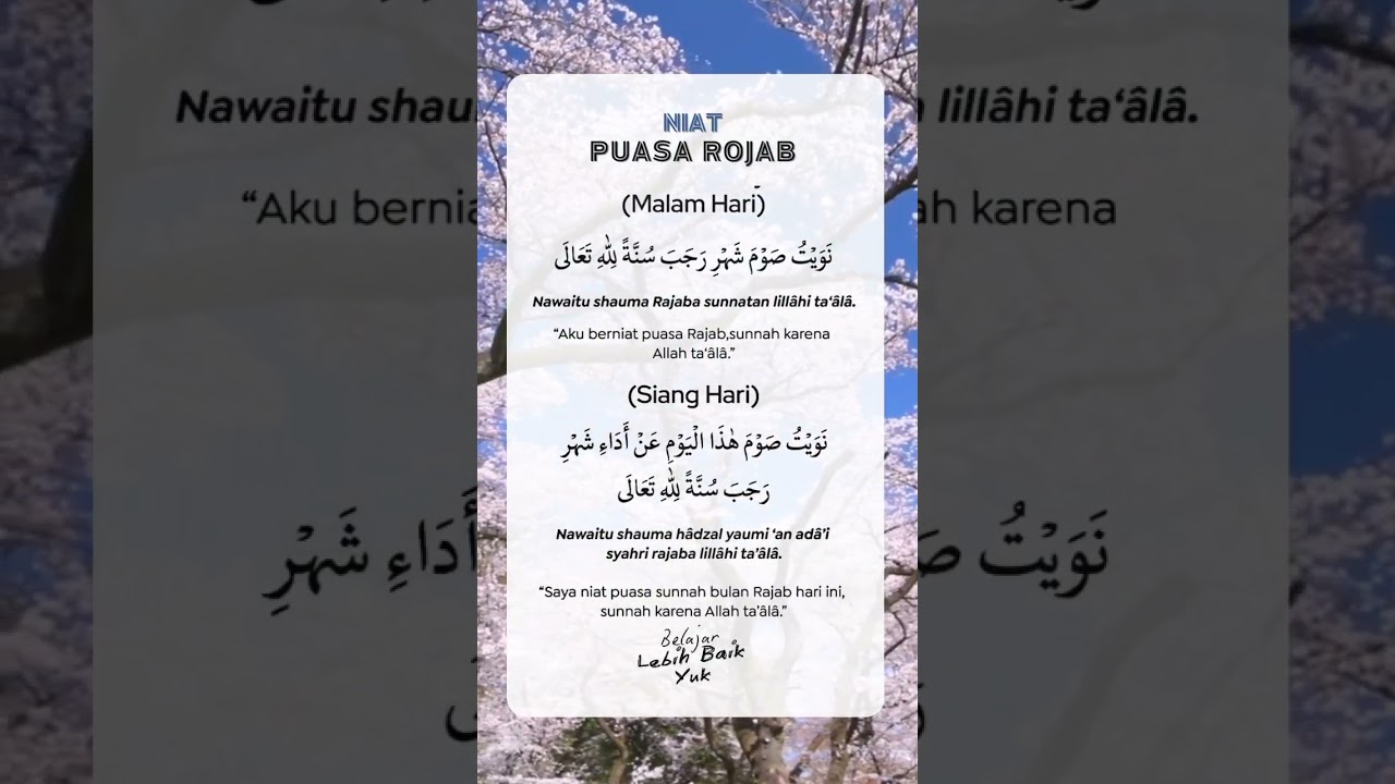 Niat Puasa Rajab