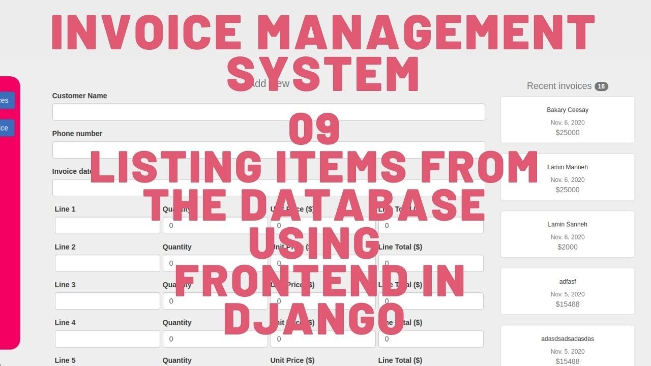09 How to list database content in Django 3.1 &ndash; Invoice Management System