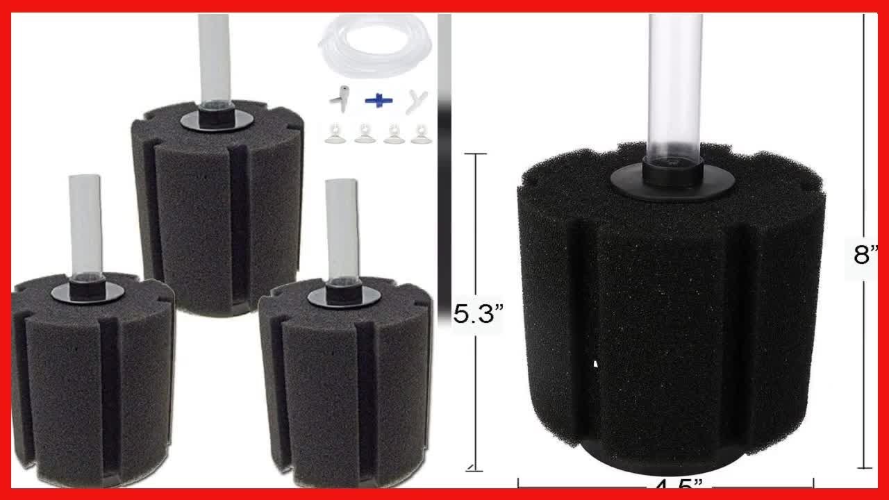 Aquapapa Bio Sponge Filter for Betta Fry Aquarium Fish Tank Up to 60 Gal ea. 3-Pack (L)
