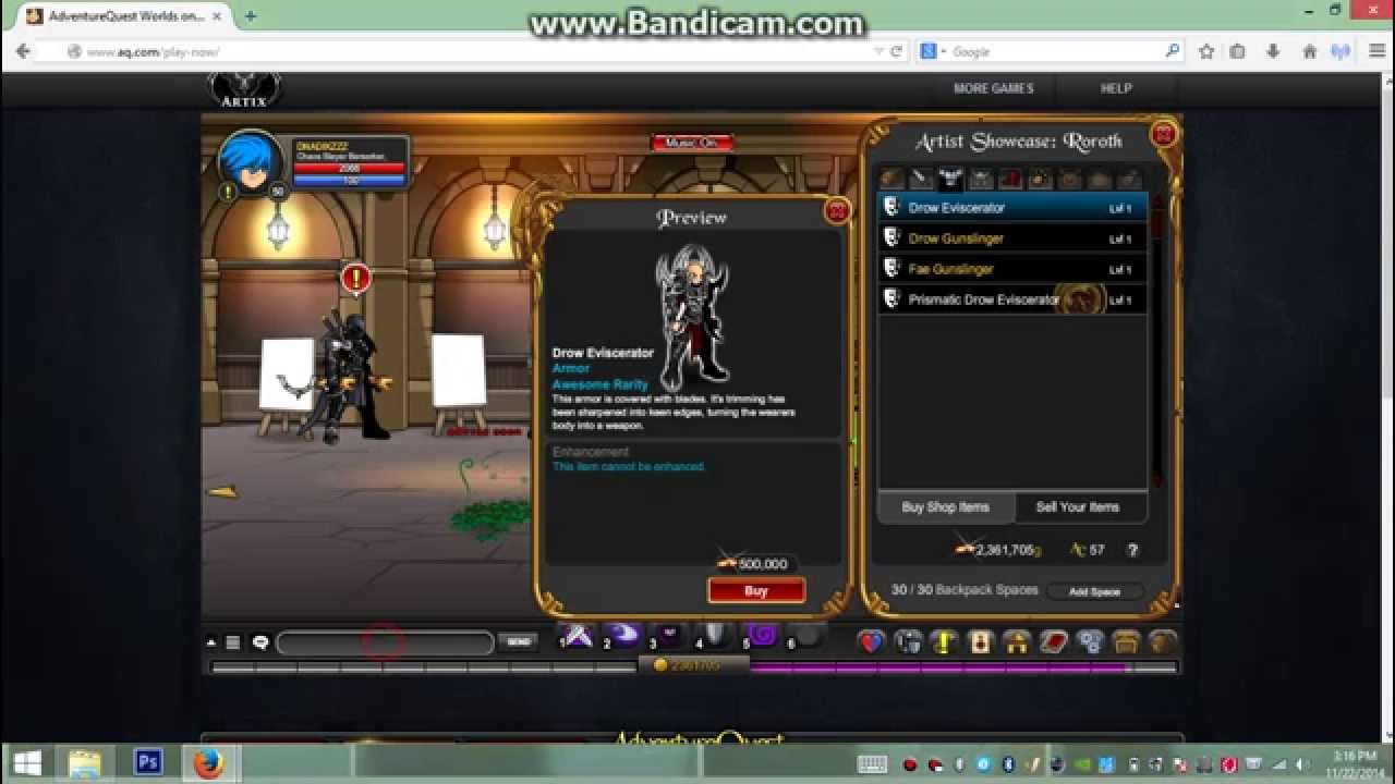 AQW how to get cool armor (Drow Eviscerator) 2014!