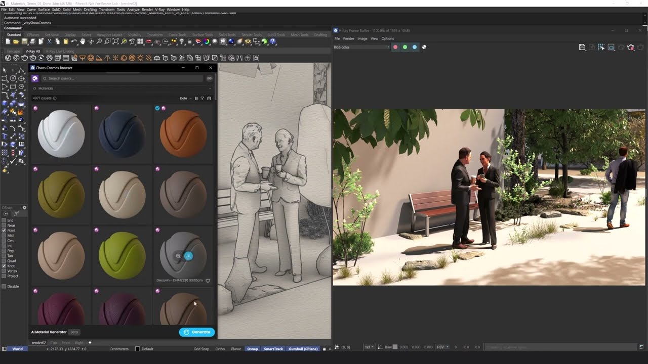 Materiales creados con AI en V-Ray para SketchUp, Rhino y Revit