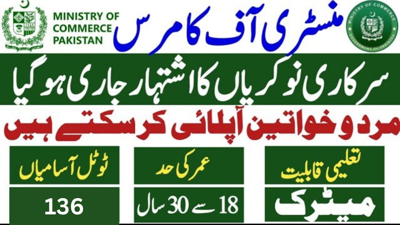 Ministry of Commerce Jobs | Commerce Ministry Jobs | Ministry jobs | Official Jobs | Islamabad Jobs