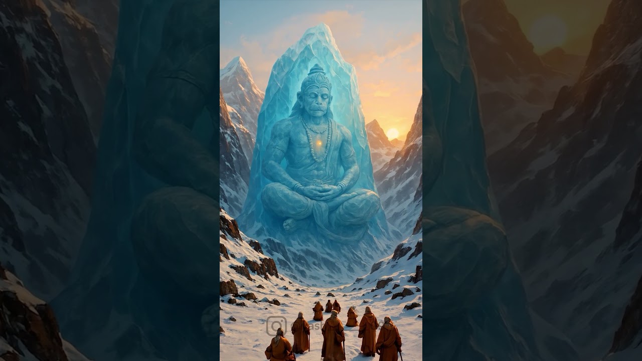 A divine glimpse  into the sacred presence of Lord Hanuman In himalayas. #lordhanuman  #lordram