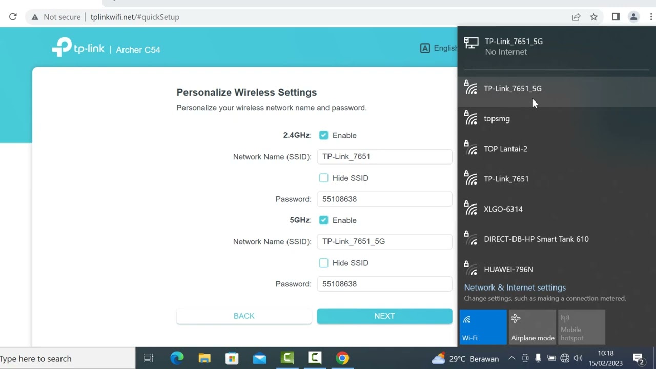 setting tplink archer c54 wifi extender