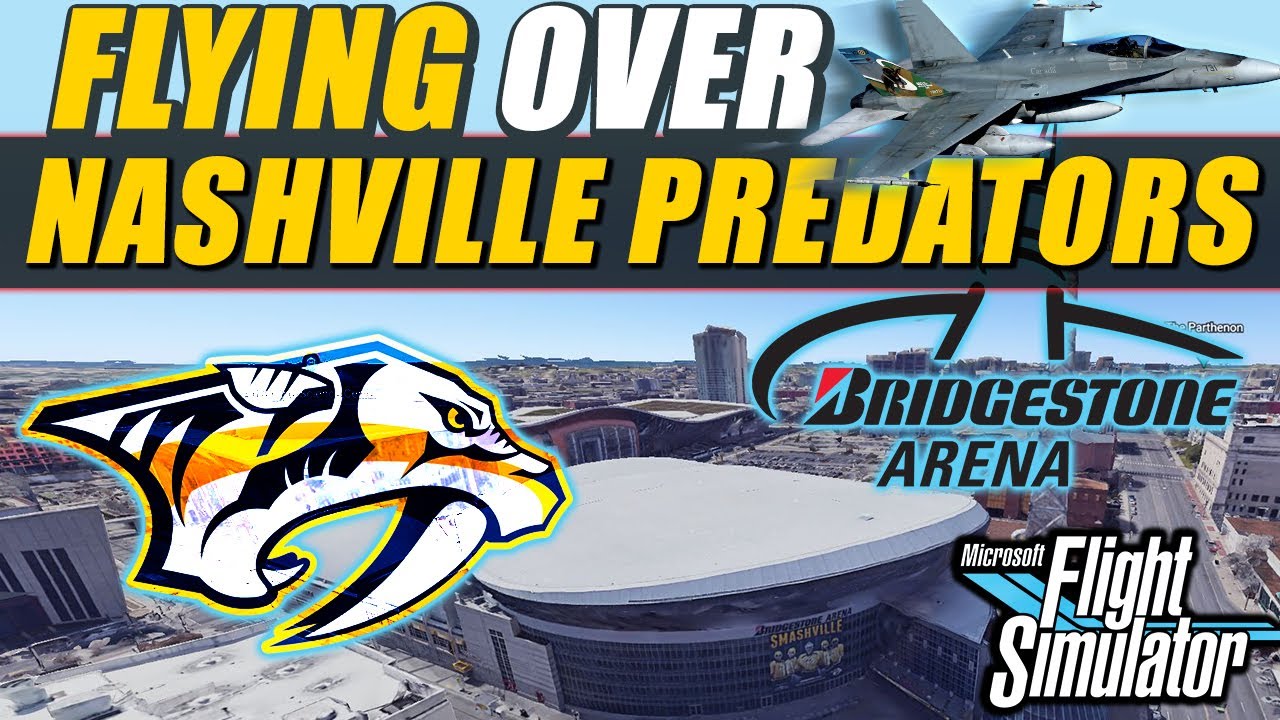 Flying Over Nashville Predators Bridgestone Arena in Flight Sim
