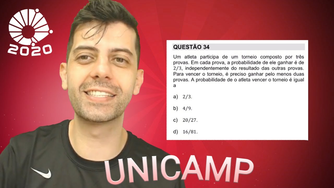 UNICAMP 2020 1a fase - Q34 Mat - Um atleta participa de um torneio