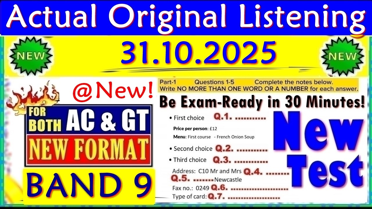 IELTS LISTENING PRACTICE TEST 2025 WITH ANSWERS | 31.10.2025
