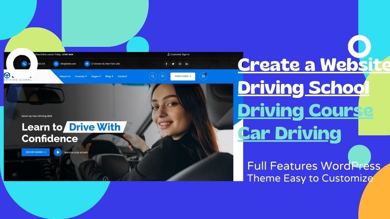 Make a Website for Driving School and Driving Course | Car driving, Driving Class WordPress Theme