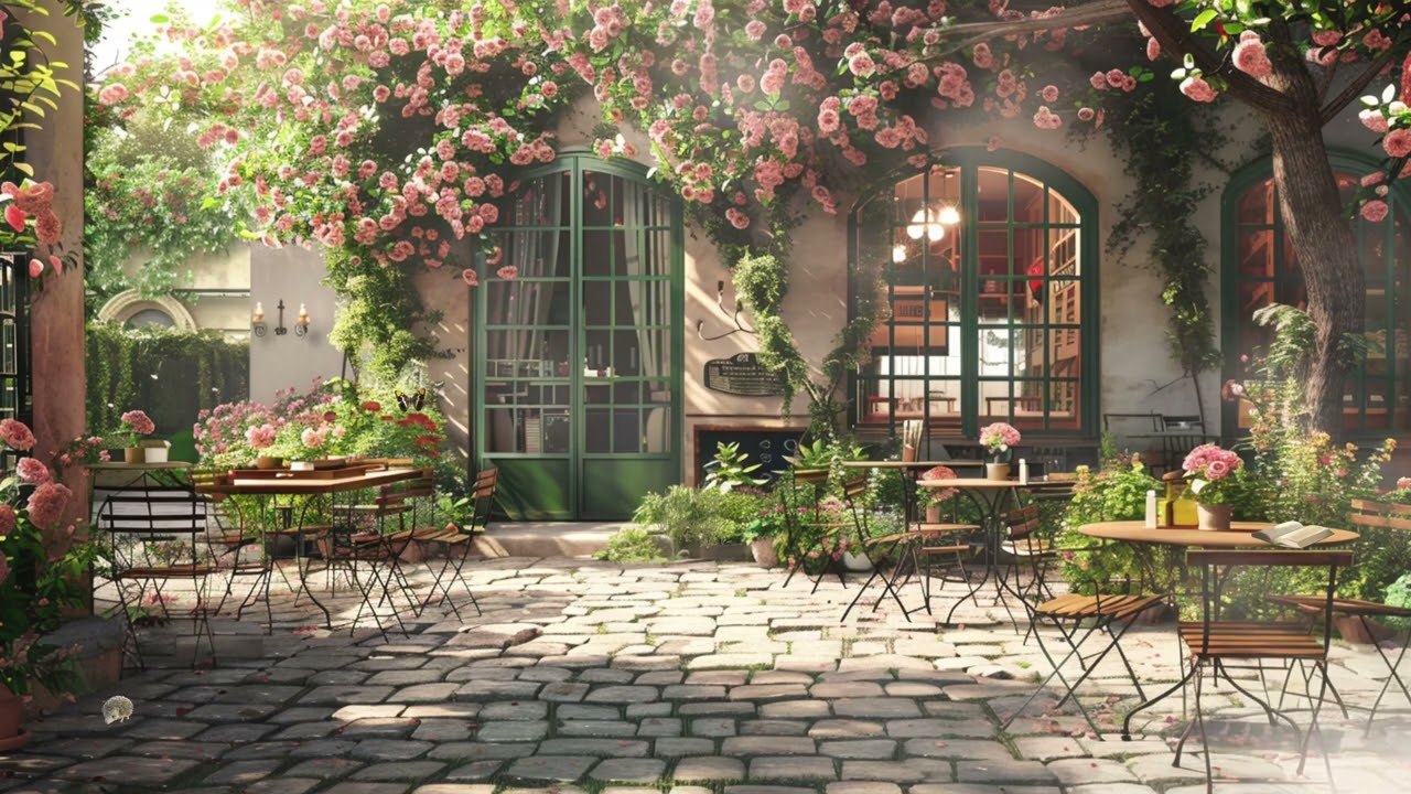 Relaxing Jazz & Blues Cafe Ambience | Cozy Garden Coffee Shop Music for Work, Study & Relax