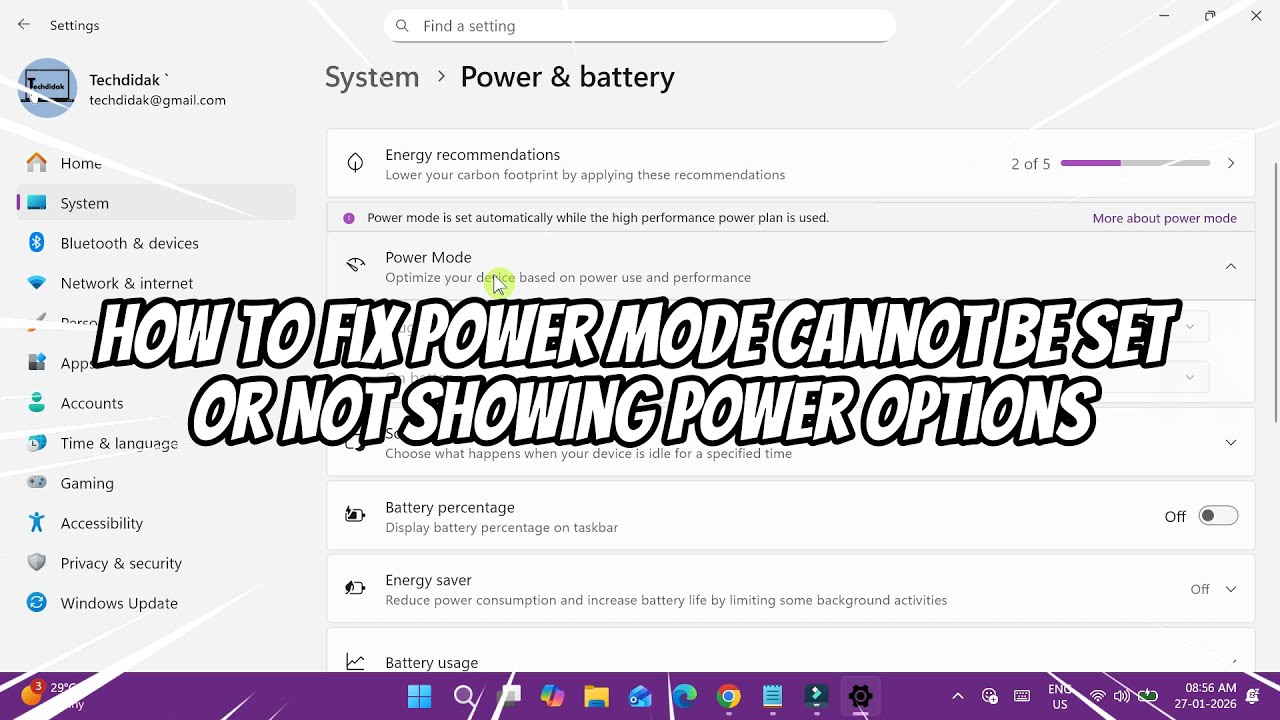 How to Fix Power Mode Cannot be Set or Not Showing Power Options