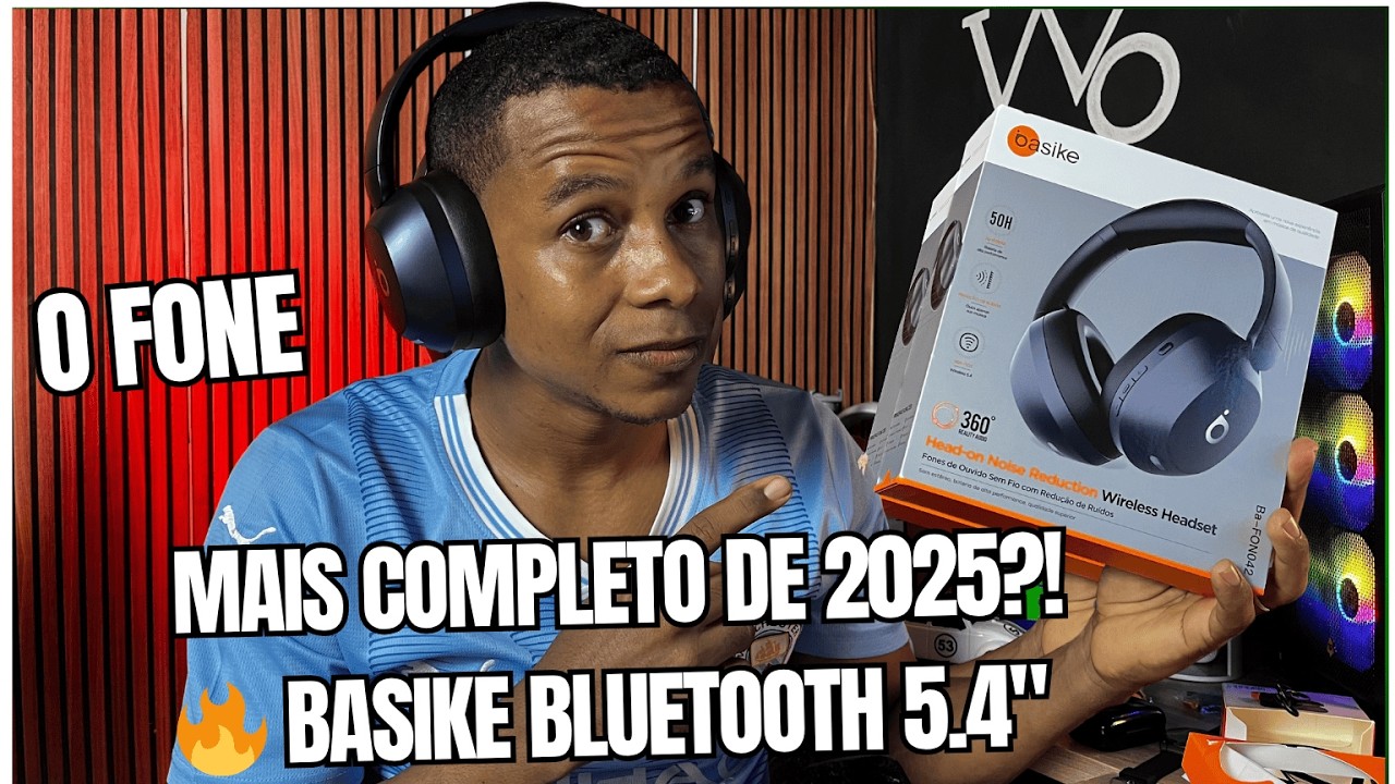 BASIKE Fone Bluetooth 5.4 ANC -25dB,30h Bateria+Carregamento R&aacute;pido, Mic ENC! unboxing