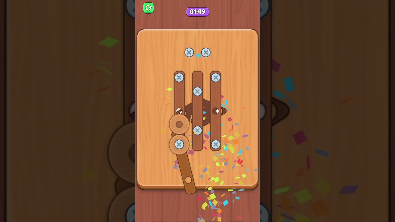 Wooden screw puzzle game level 55 short