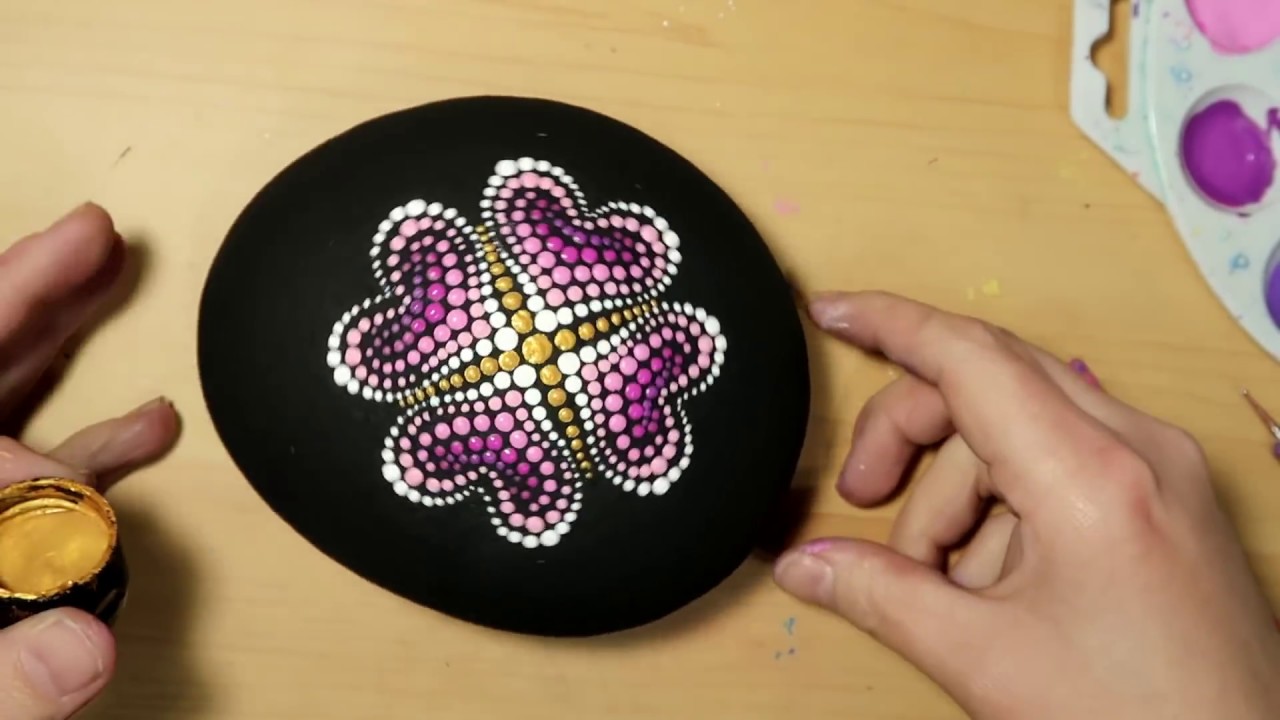 Dot Art Stone | Lots of Hearts | How To Paint Dot Mandalas Lydia May