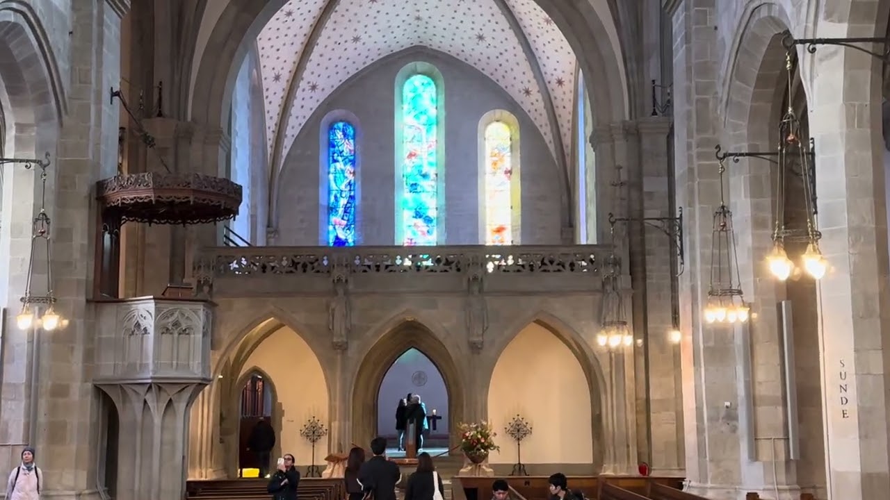 The Fraumunster church in Zurich with windows by Chagall