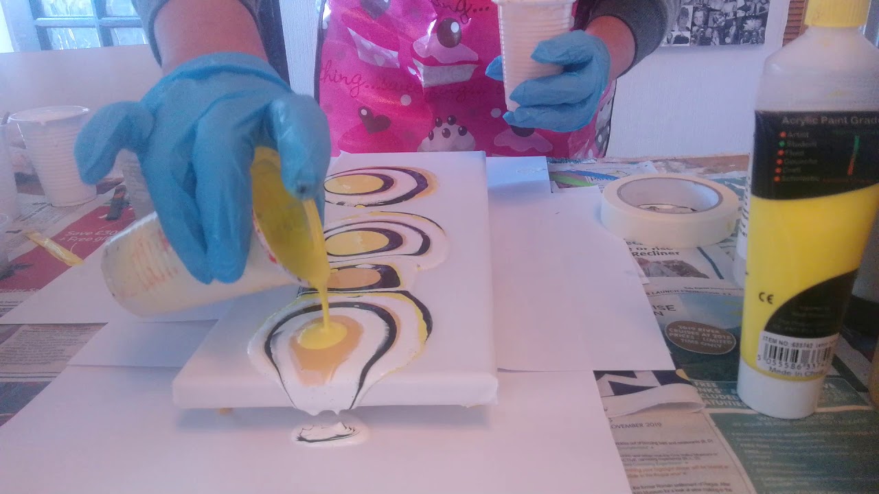 #03 Acrylic Puddle Pour /experimenting using Silicone