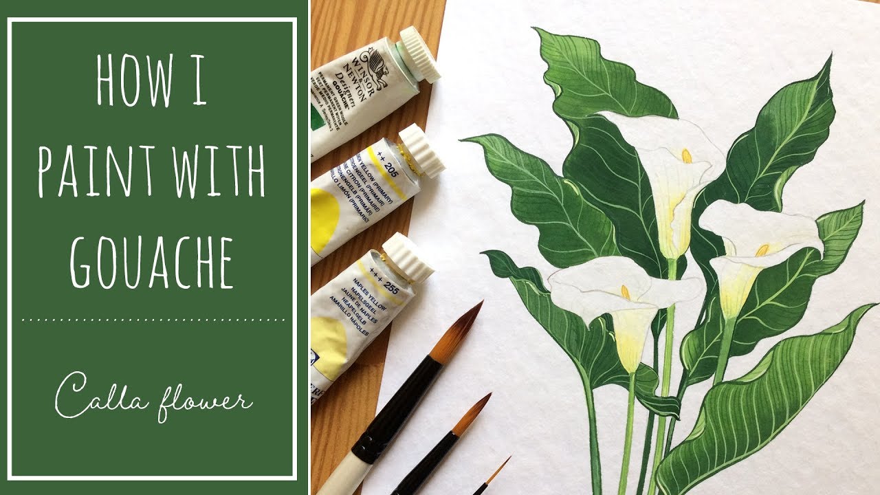 How I paint with gouache + some tips // Calla gouache flower // Flower calendar 2019
