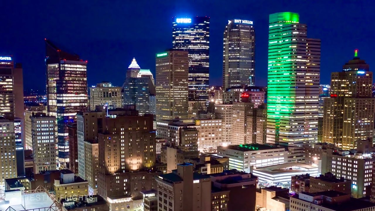 Pittsburgh Timelapse-Hyperlapse Night Drone 4K