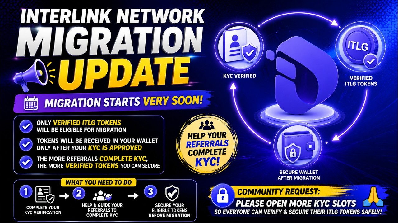 Interlink Network Migration Update 🔥 Complete KYC & Secure Verified ITLG Tokens Before Start !!#itlg